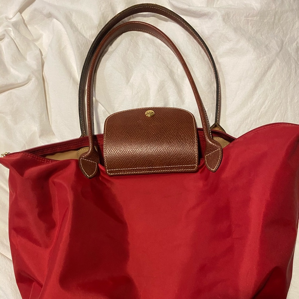 Red Longchamp Le Pliage bag